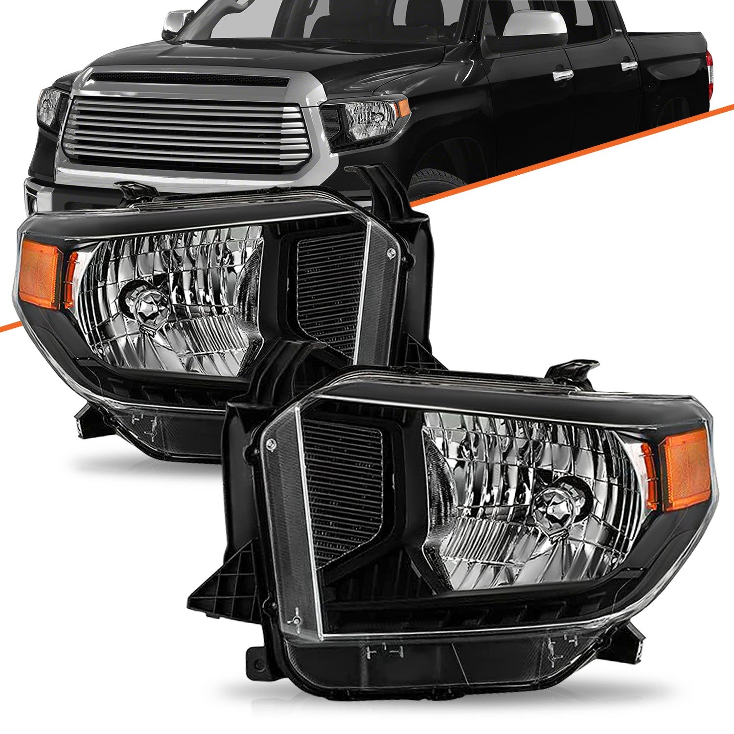 For 2014-2017 Toyota Tundra Left and Right With Level Adjuster 2Pc Headlight Set