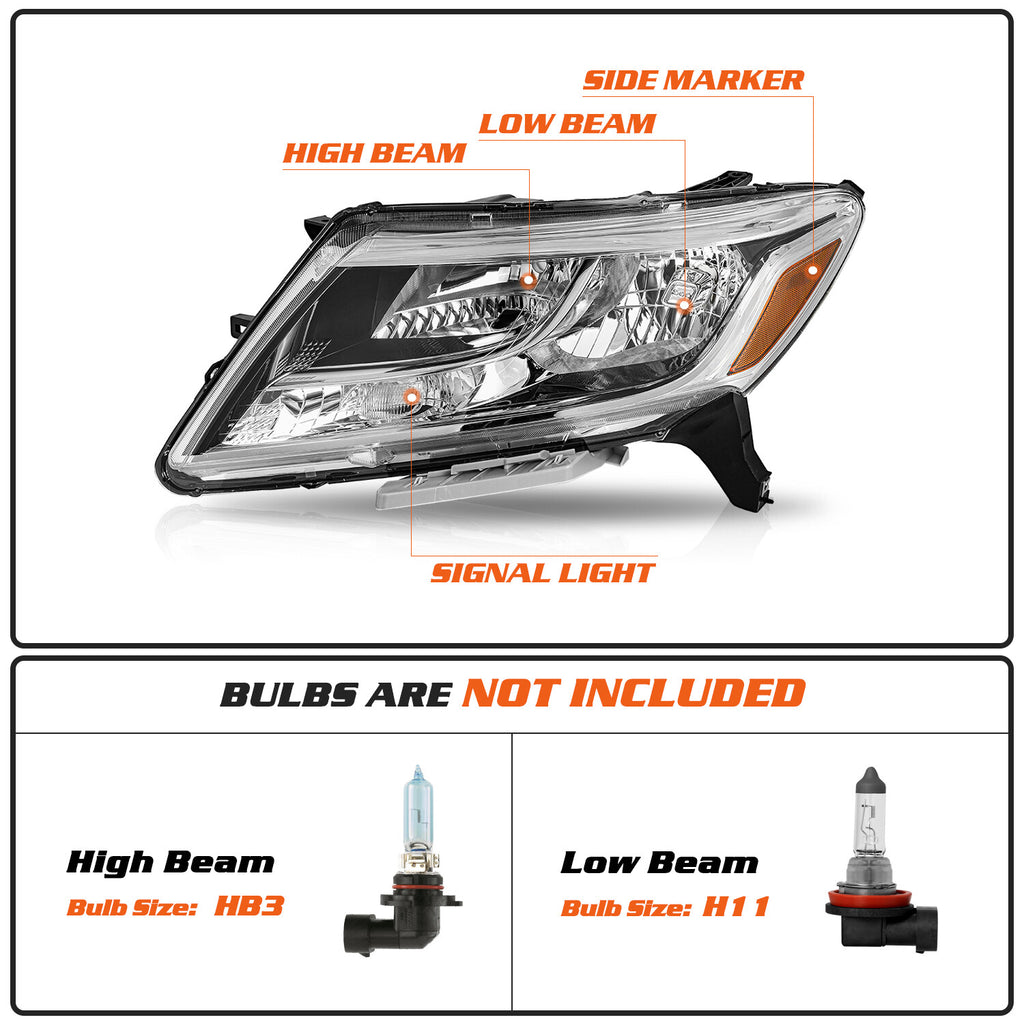 For 2013-2016 Nissan Pathfinder 4DR Halogen Headlights Assembly Headlamps Pair