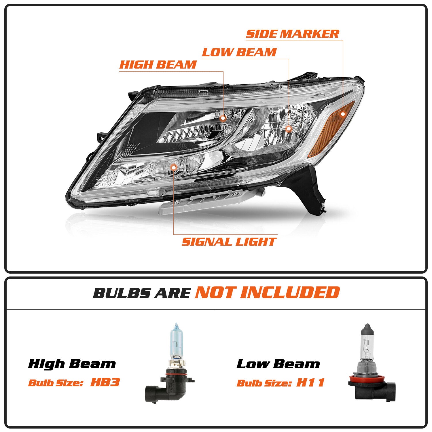 For 2013-2016 Nissan Pathfinder 4DR Halogen Headlights Assembly Headlamps Pair