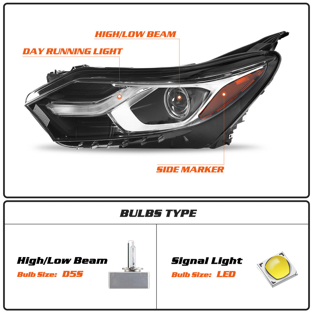 For 2018-2021 Chevy Equinox HID/Xenon Headlight w/ LED DRL Passenger Driver Set