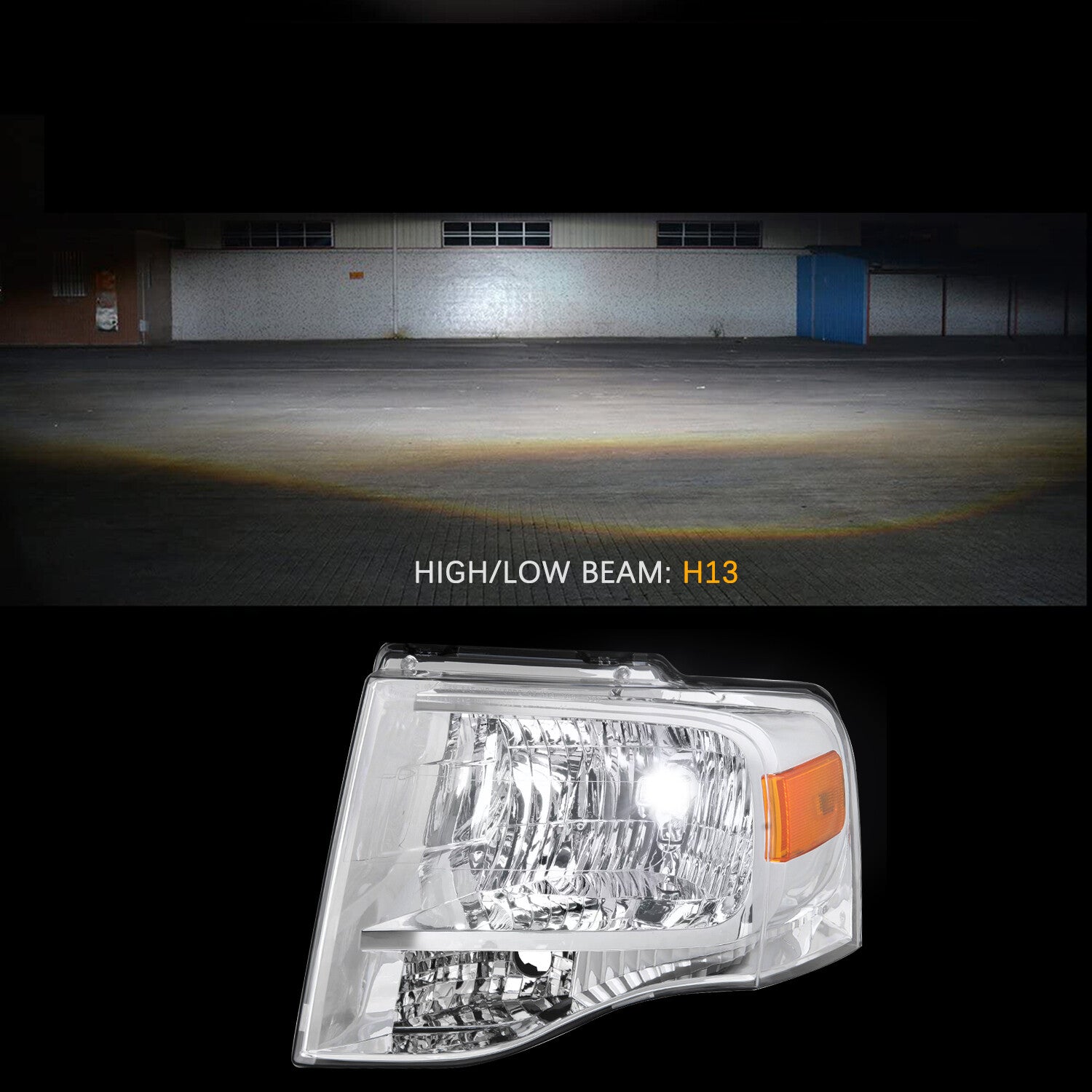 For 2007-2014 Ford Expedition Chrome Housing Amber Corner Headlight Replacement