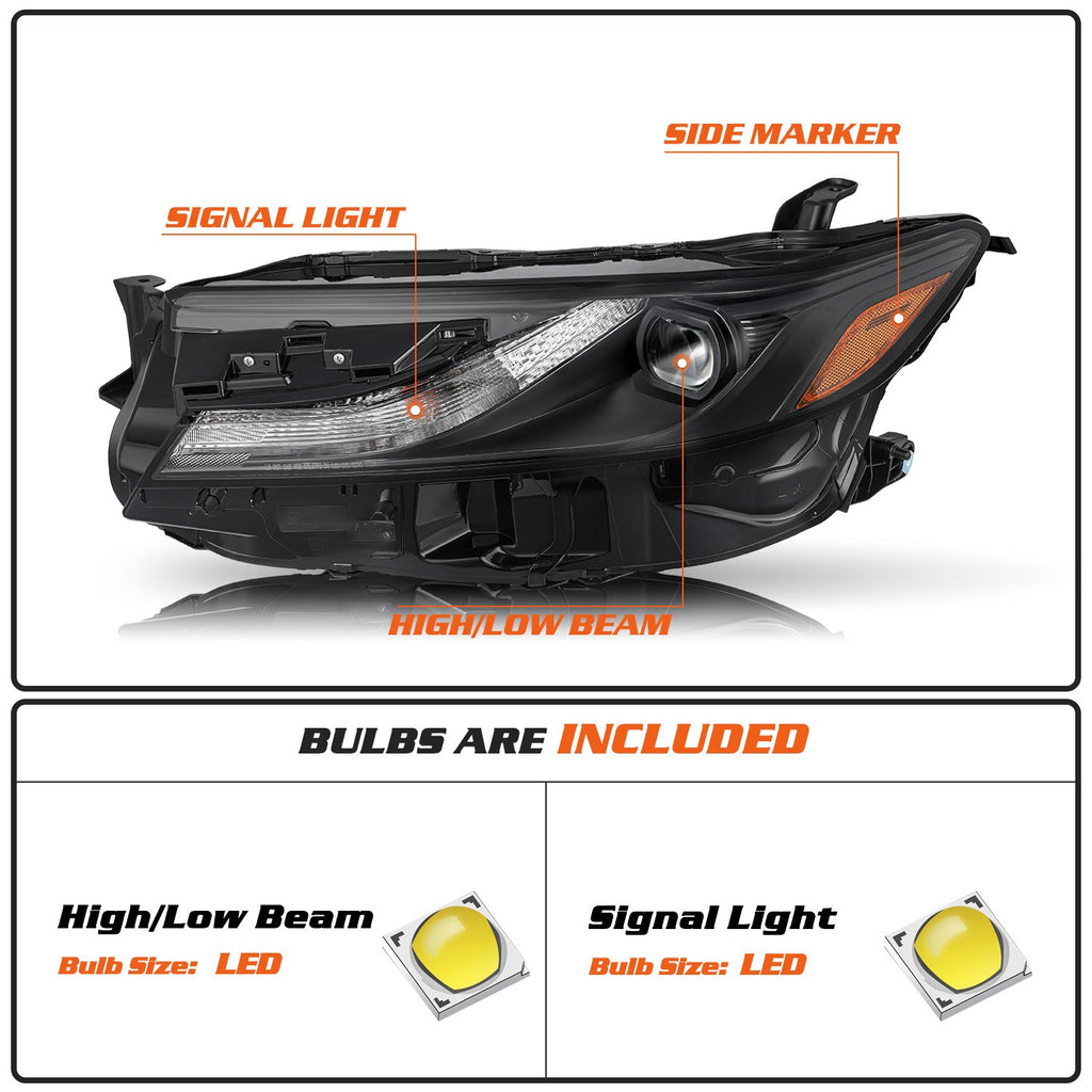 LH/RH Full LED Headlights For 2024 2025 Toyota Camry LE SE Projector Headlamps