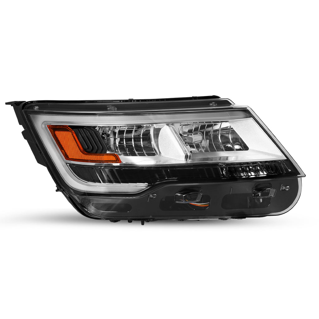 Chrome Passenger Headlight For 2016-2019 Ford Explorer Limited/XLT/Plati LED DRL