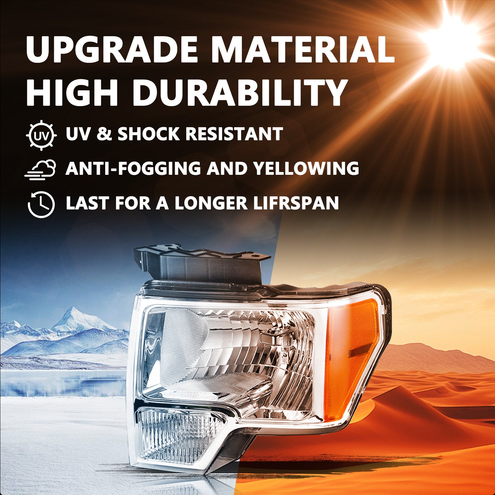 For 2009 2010 2011 2012 2013 2014 Ford F-150 F150 Pickup Headlights Pair