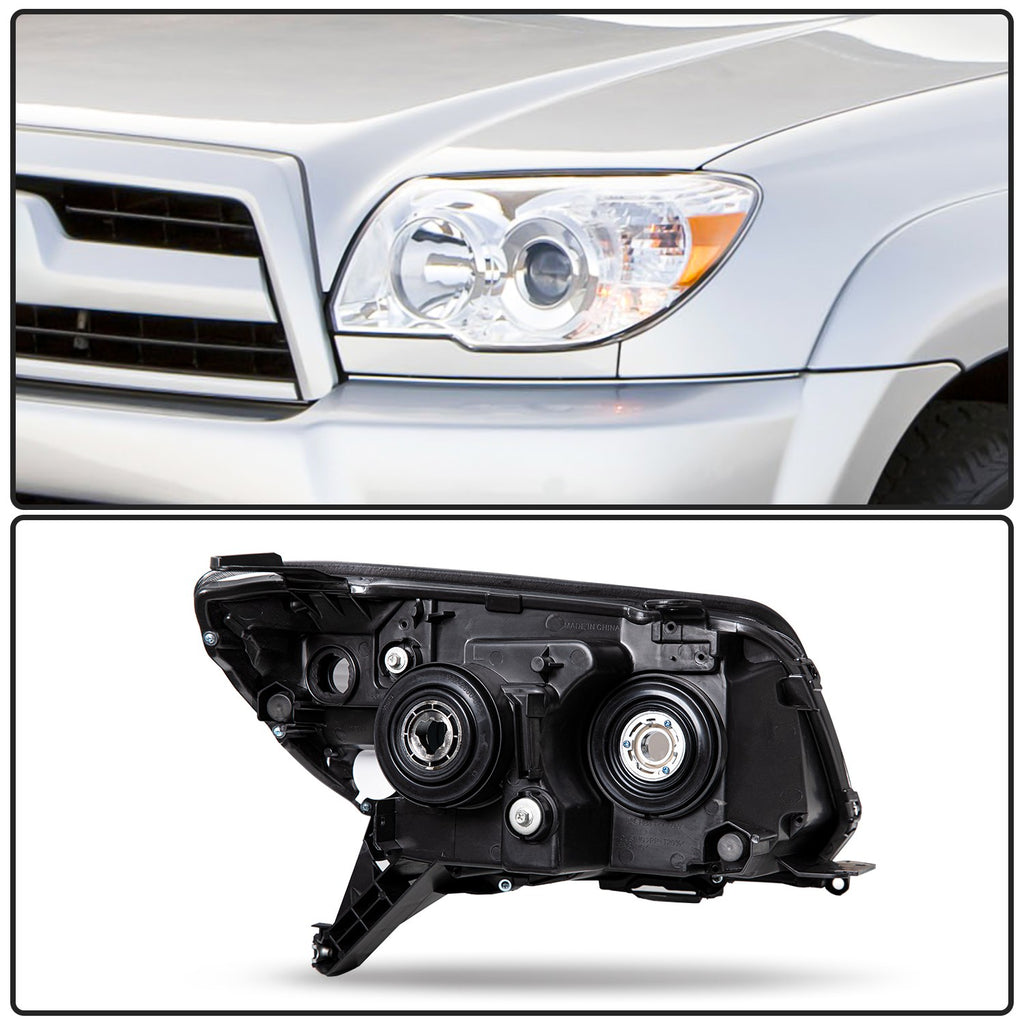 For 2006-2009 Toyota 4Runner Chrome Headlights Amber Corner Headlamps Left Side