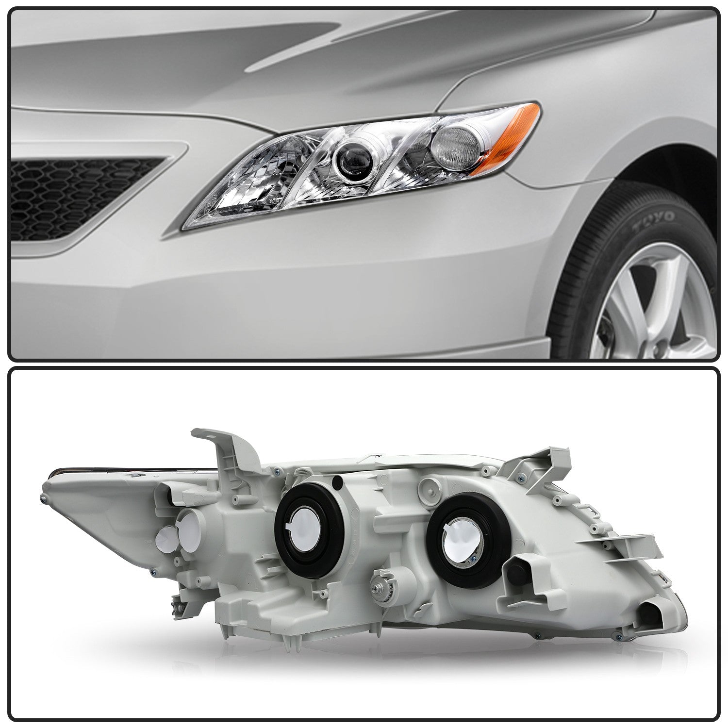 Driver Left LH Headlights For 2007 2008 2009 Toyota Camry Chrome Clear Projector