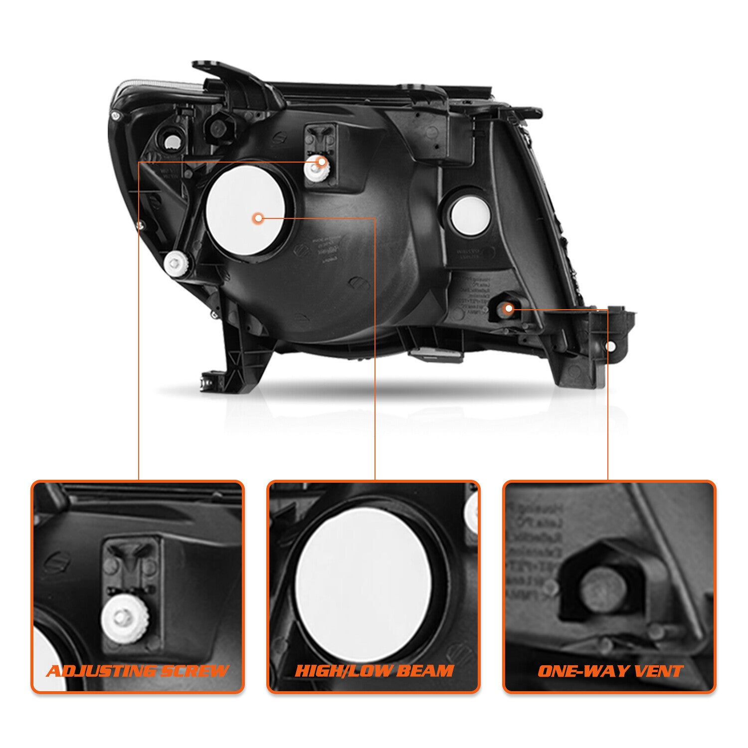 Headlight Assembly For 2005-2011 Toyota Tacoma Pickup Black Headlamps Pair