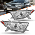 For 2011-2013 Toyota Highlander Chrome Headlights Amber Corner Left+Right Lamps