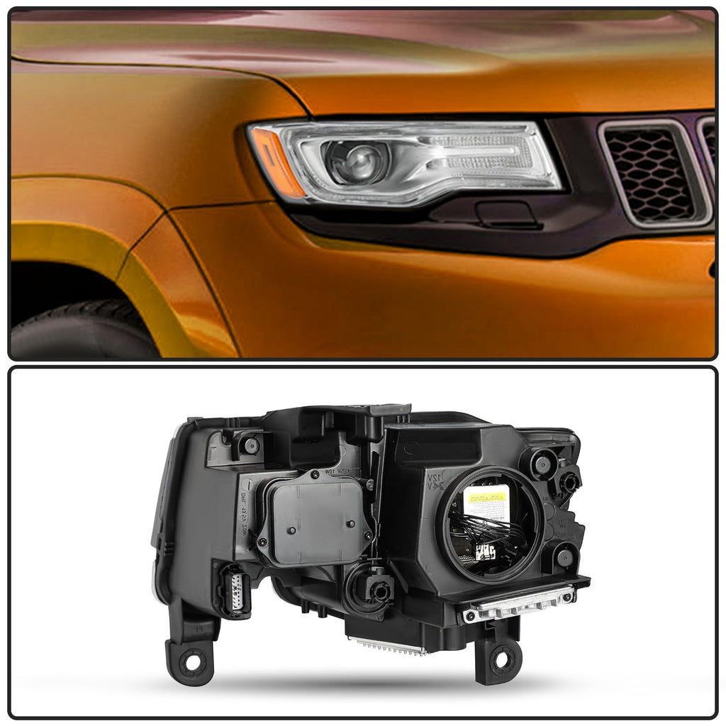 HID Headlights Pair For 2017-2021 Jeep Grand Cherokee Chrome W/ Bulbs LH+RH