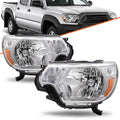 For 2012-2015 Toyota Tacoma Pickup Chrome Headlights Amber Corner Headlamps Pair