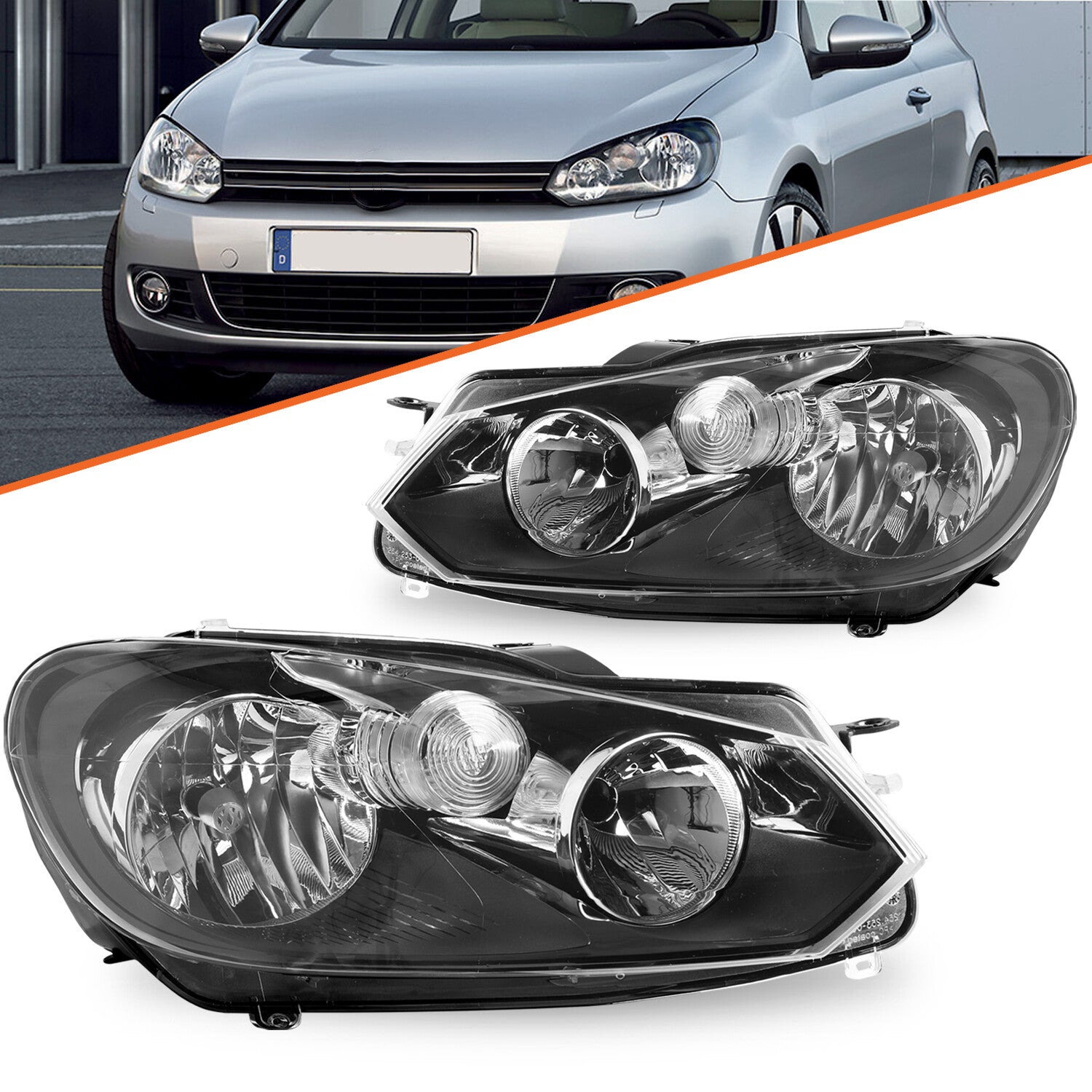 For 2010-2014 Volkswagen GTI Golf Jetta Sportwagen(MK6) Headlights Assembly Pair