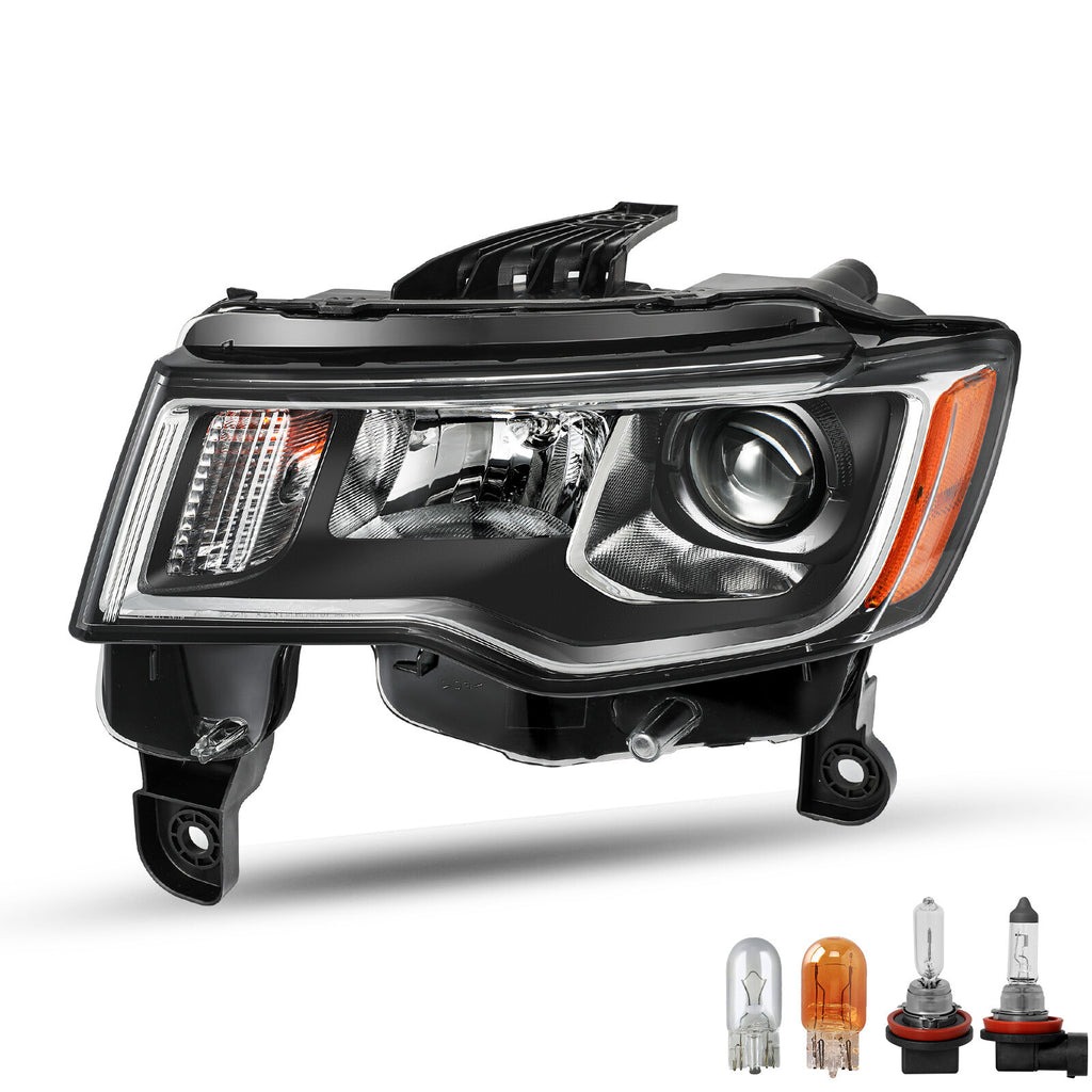 Chrome Trim Projector Halogen Headlight For 2017-2021 Jeep Grand Cherokee Left