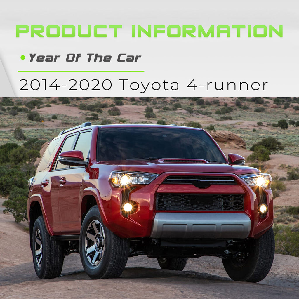 For 2014-2020 Toyota 4Runner 4DR Black Headlight Assembly Amber Corner Lamps Set