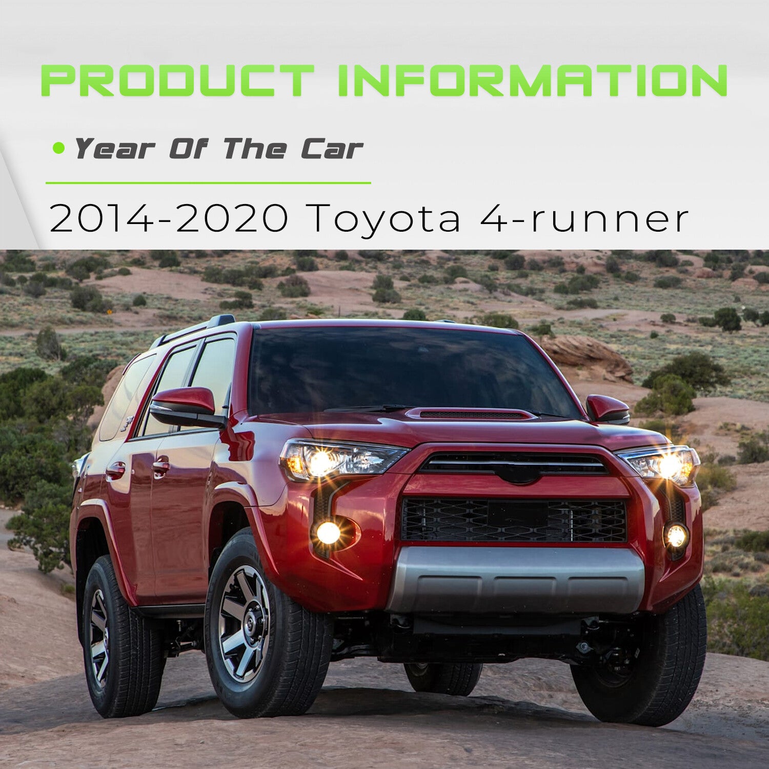 For 2014-2020 Toyota 4Runner 4DR Black Headlight Assembly Amber Corner Lamps Set