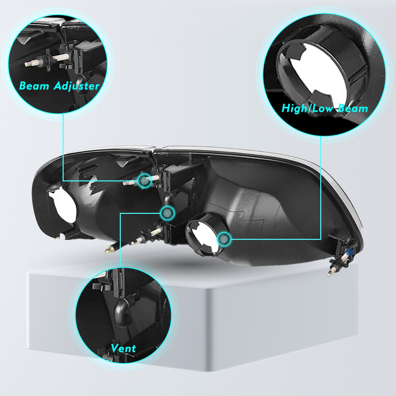 For 1997-2002 Expedition 1997-2003 Ford F150 Headlight Headlamp Pair