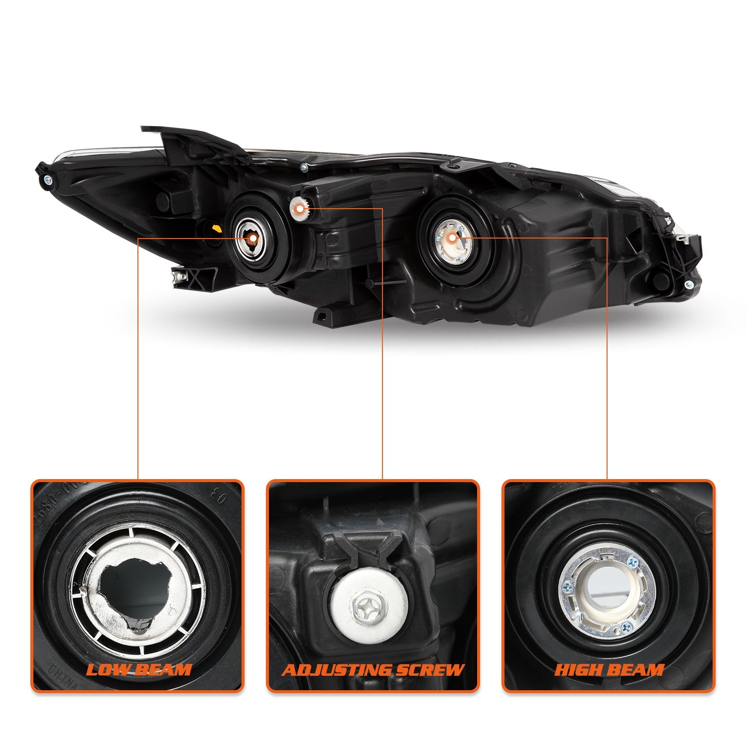 Headlights For 2015 2016 2017 Toyota Camry LE SE Black Left+Right Halogen Lamp