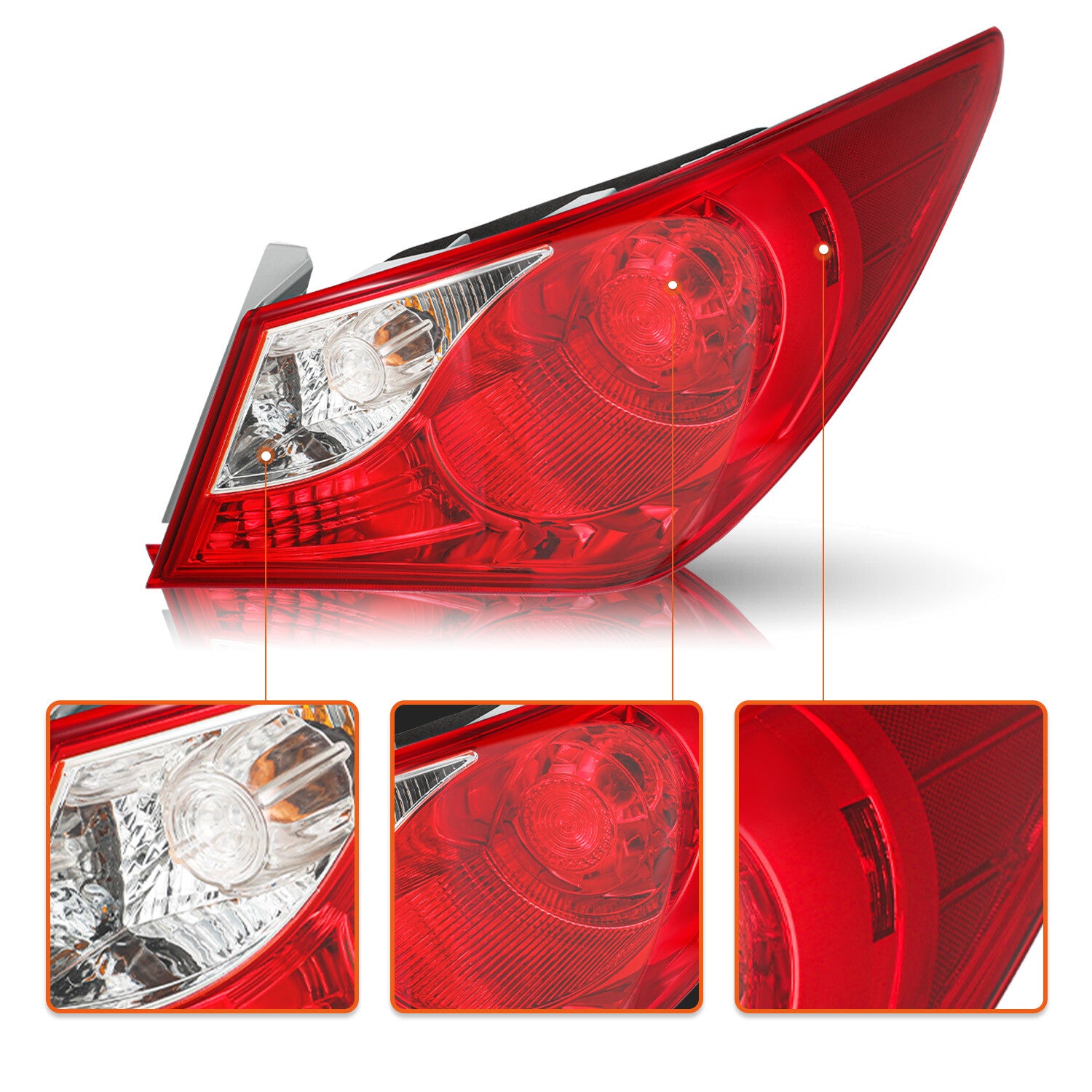 Passenger Right Tail Light For 2011-2014 Hyundai Sonata Outer Mounted Halogen
