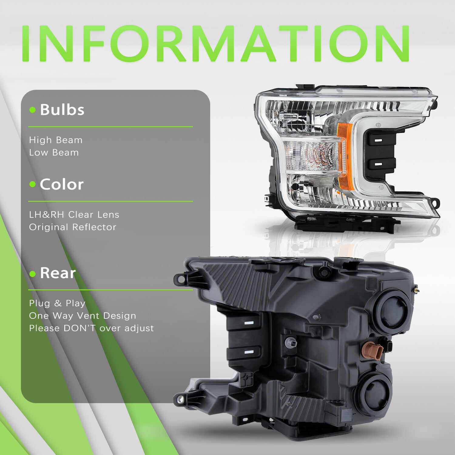 For 2018 2019 2020 Ford F150 Pickup Truck Halogen Passenger Side Headlight Lamp