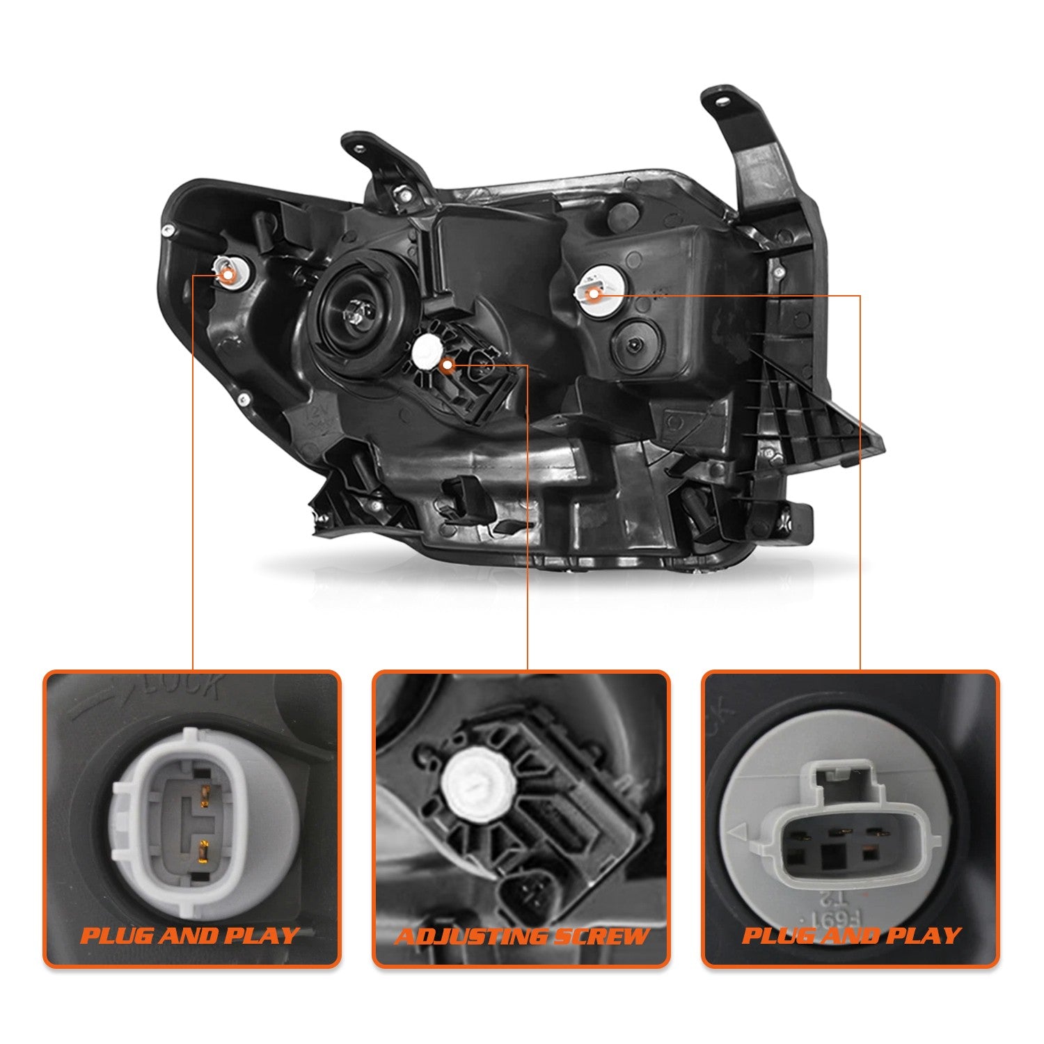 For 2014-2017 Toyota Tundra Left and Right With Level Adjuster 2Pc Headlight Set