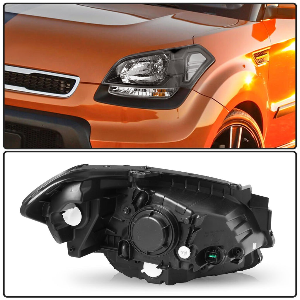 Kia Soul Black Headlights For 2010-2011 Headlamp Halogen Left+Right Side 10-11