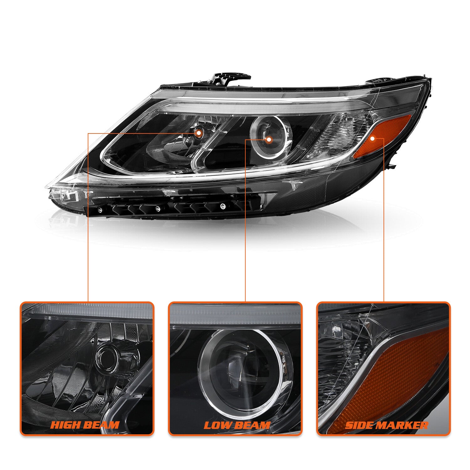For 2014 2015 Kia Sorento EX SX LED DRL Projector Headlights Assembly w/bulbs