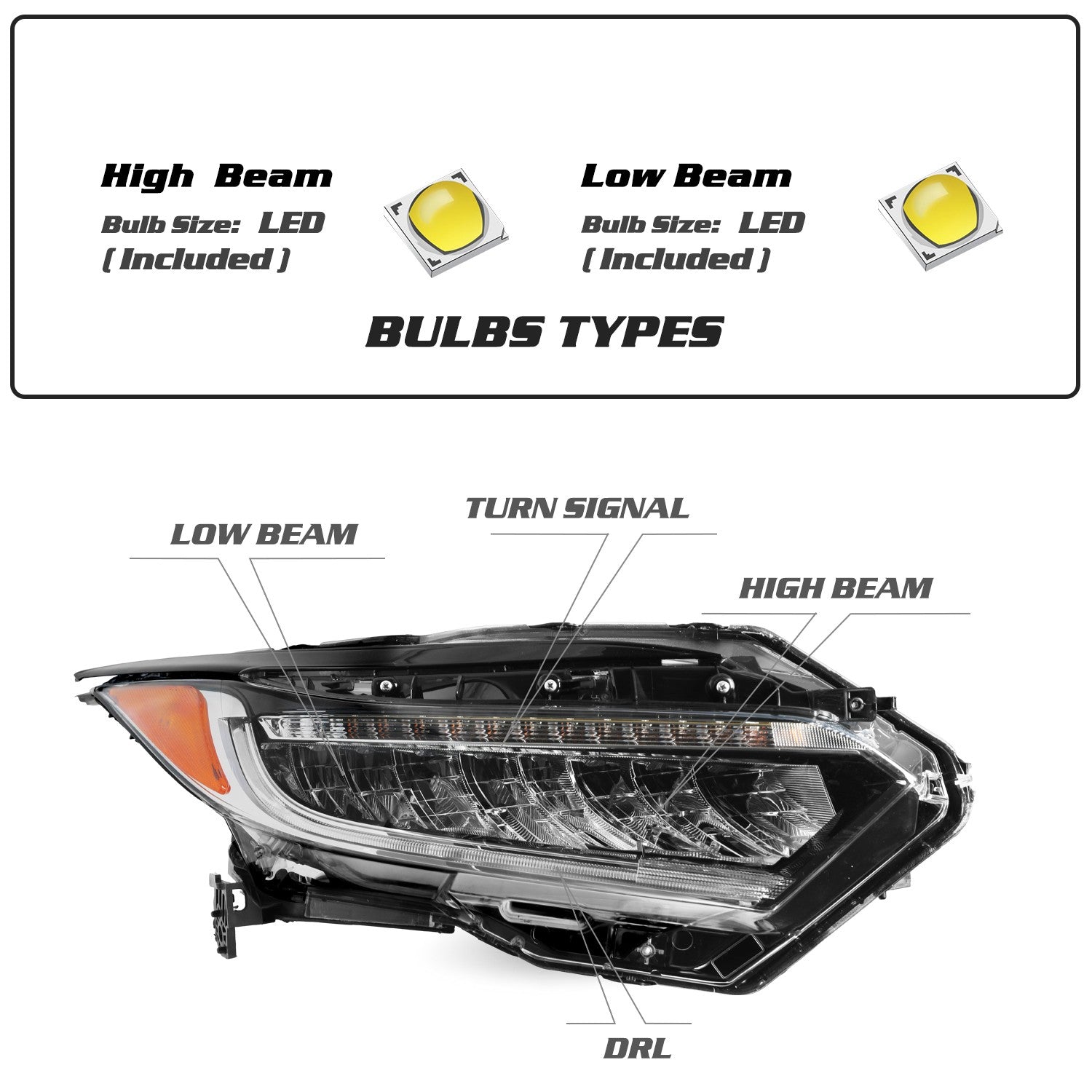 For 2019 2020 2021 2022 Honda HRV HR-V Full LED Right Passenger Side Headlight