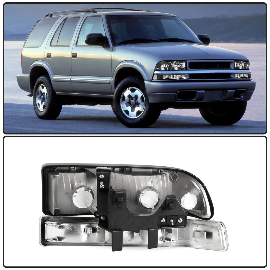 Black Headlights Bumper Headlamps For 1998-2005 CHEVY S10 BLAZER Assembly Sets