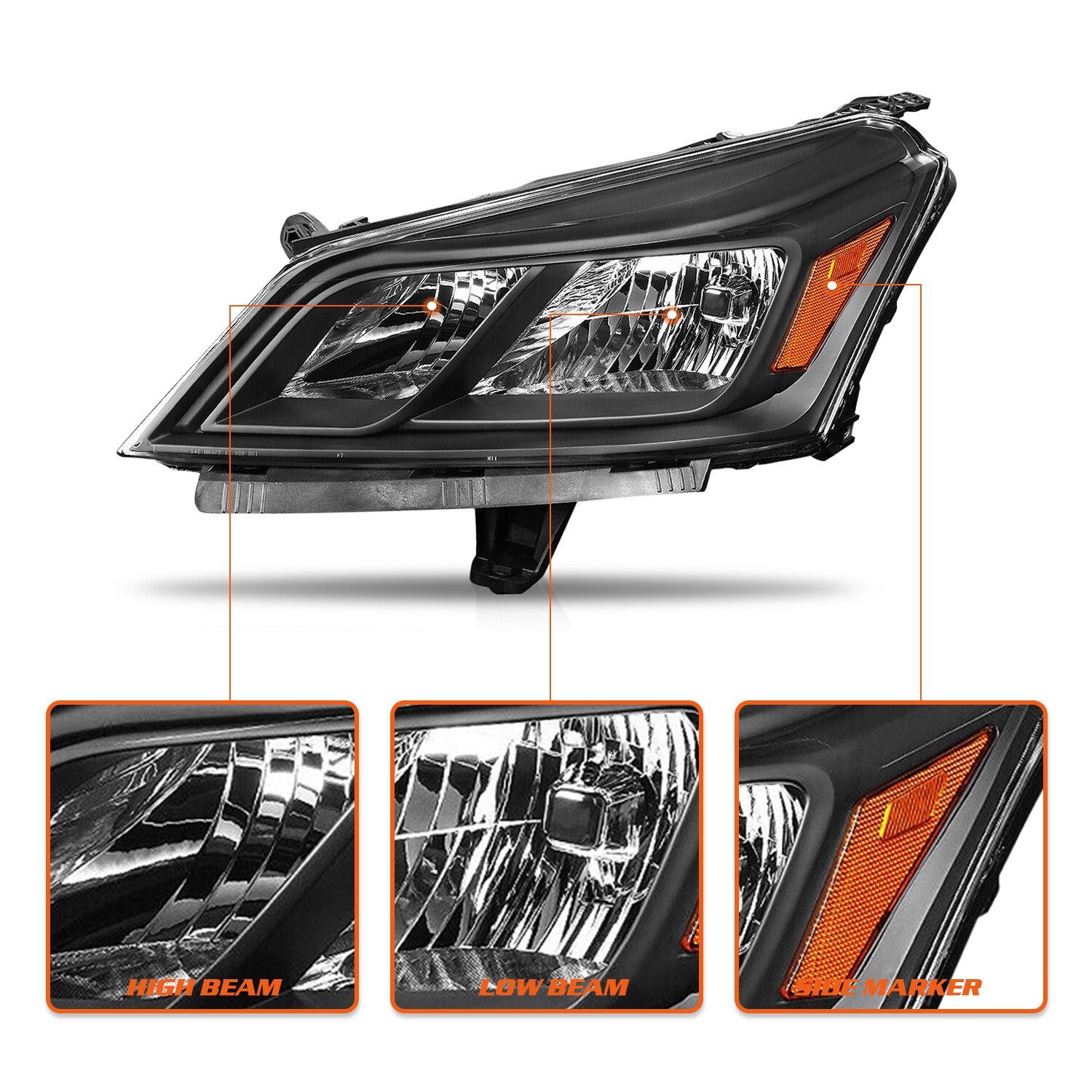 Black Headlights For 2013-2017 Chevy Traverse Headlamps Driver & Passenger Side