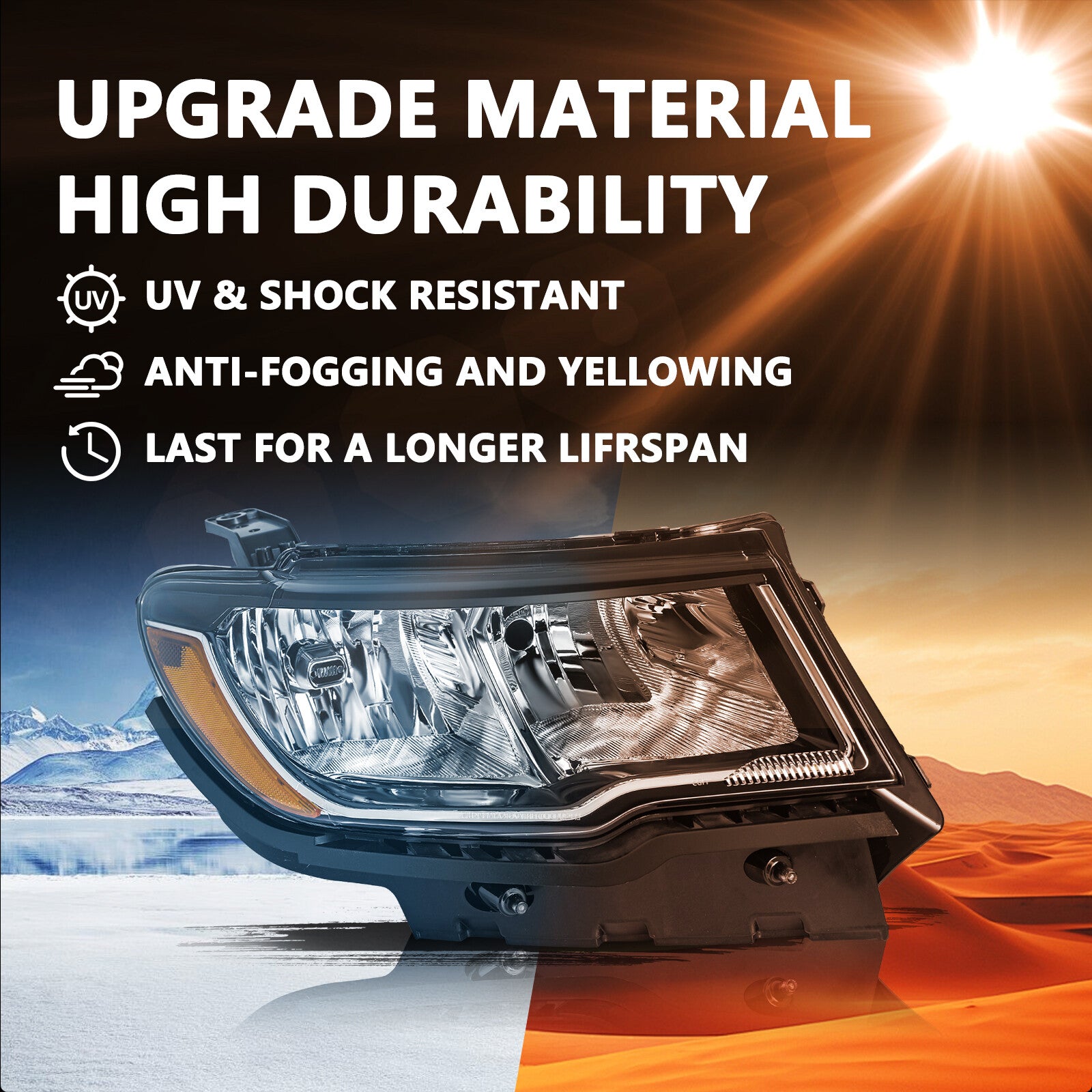 Fits 2017-2021 Jeep Compass Driver and Passenger Halogen Headlight L+R w/Bulbs