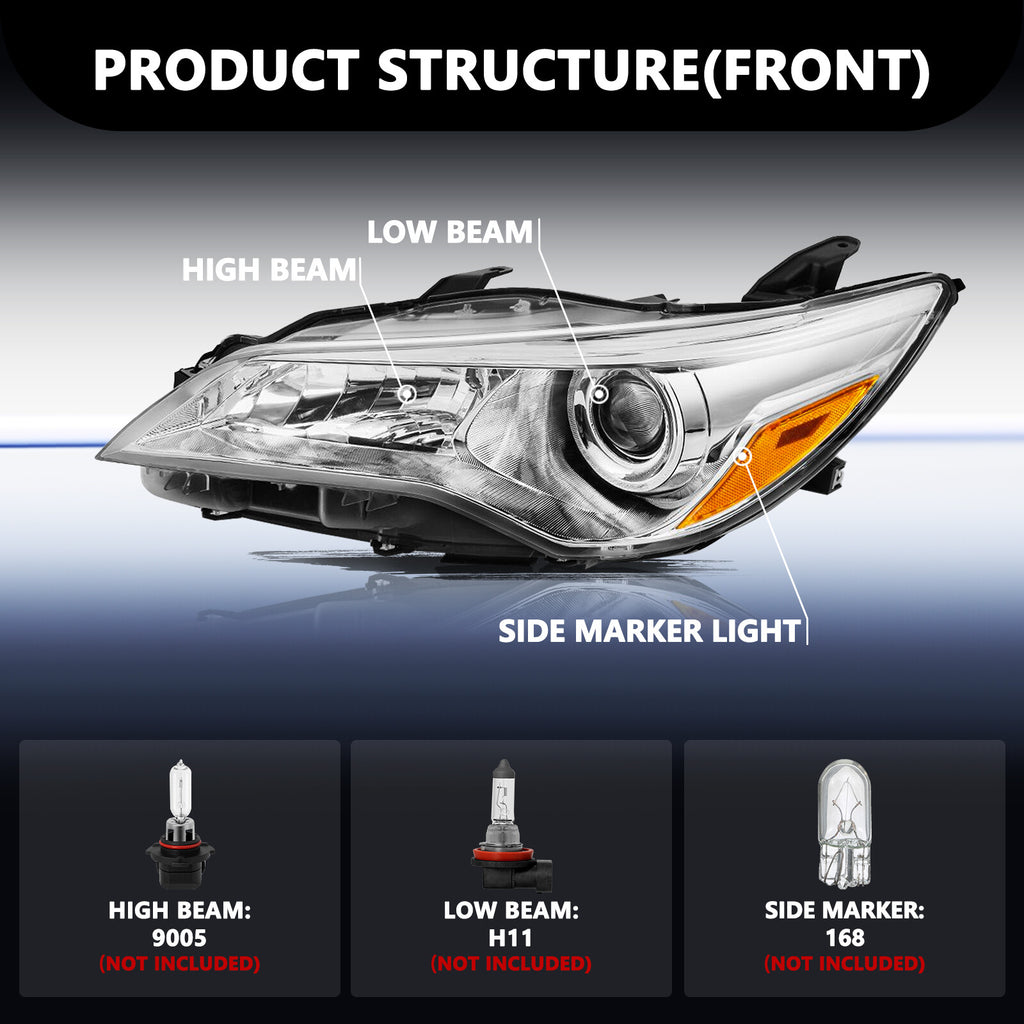 Fit 2015 2016 2017 Toyota Camry Projector Headlights Assembly Pair