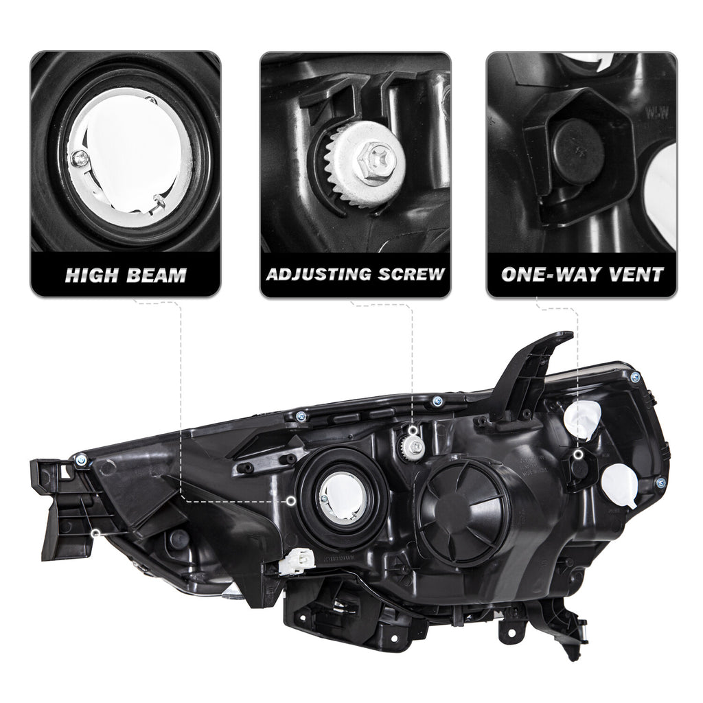For 2014-2020 Toyota 4Runner 4DR Chrome Headlights Lamps Assembly LH+RH Pair
