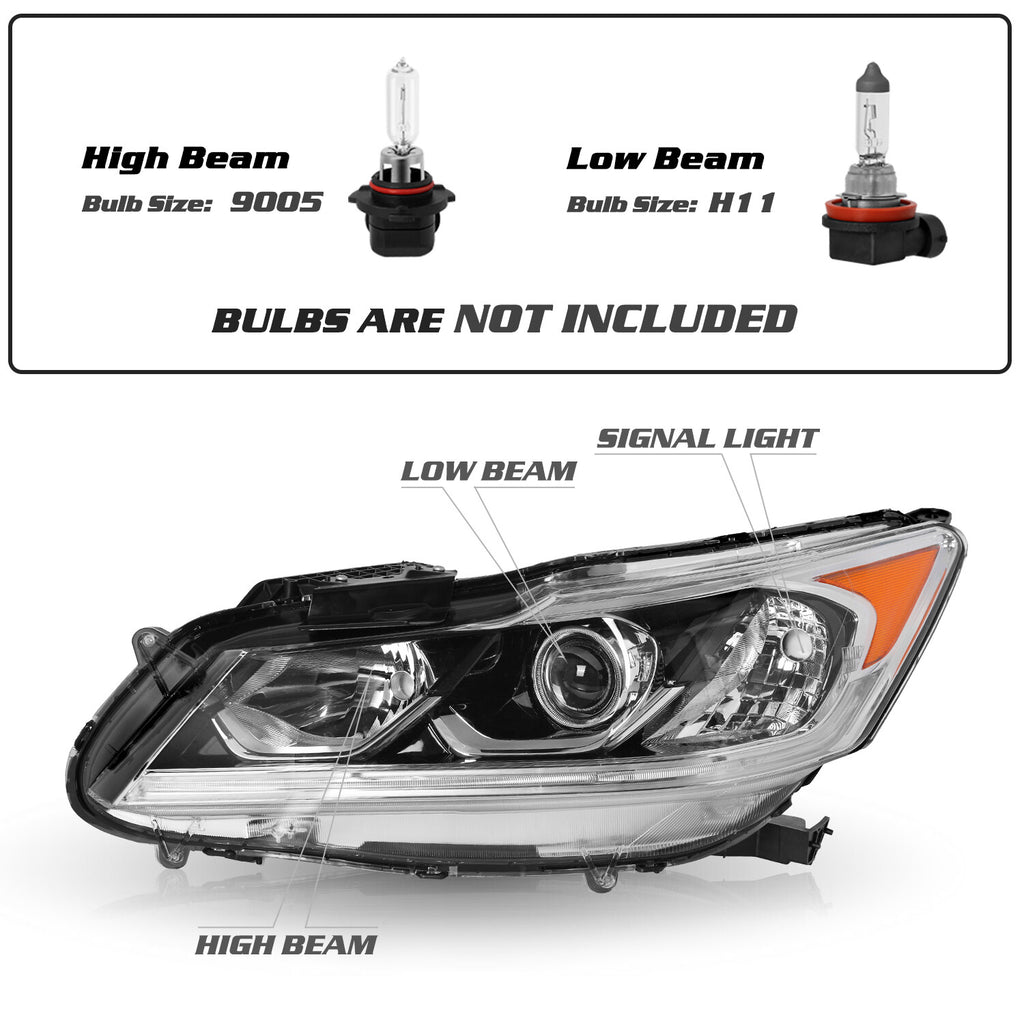 For 2016 2017 Honda Accord EX EX-L Sedan W/LED DRL Left Driver Headlight 16-17