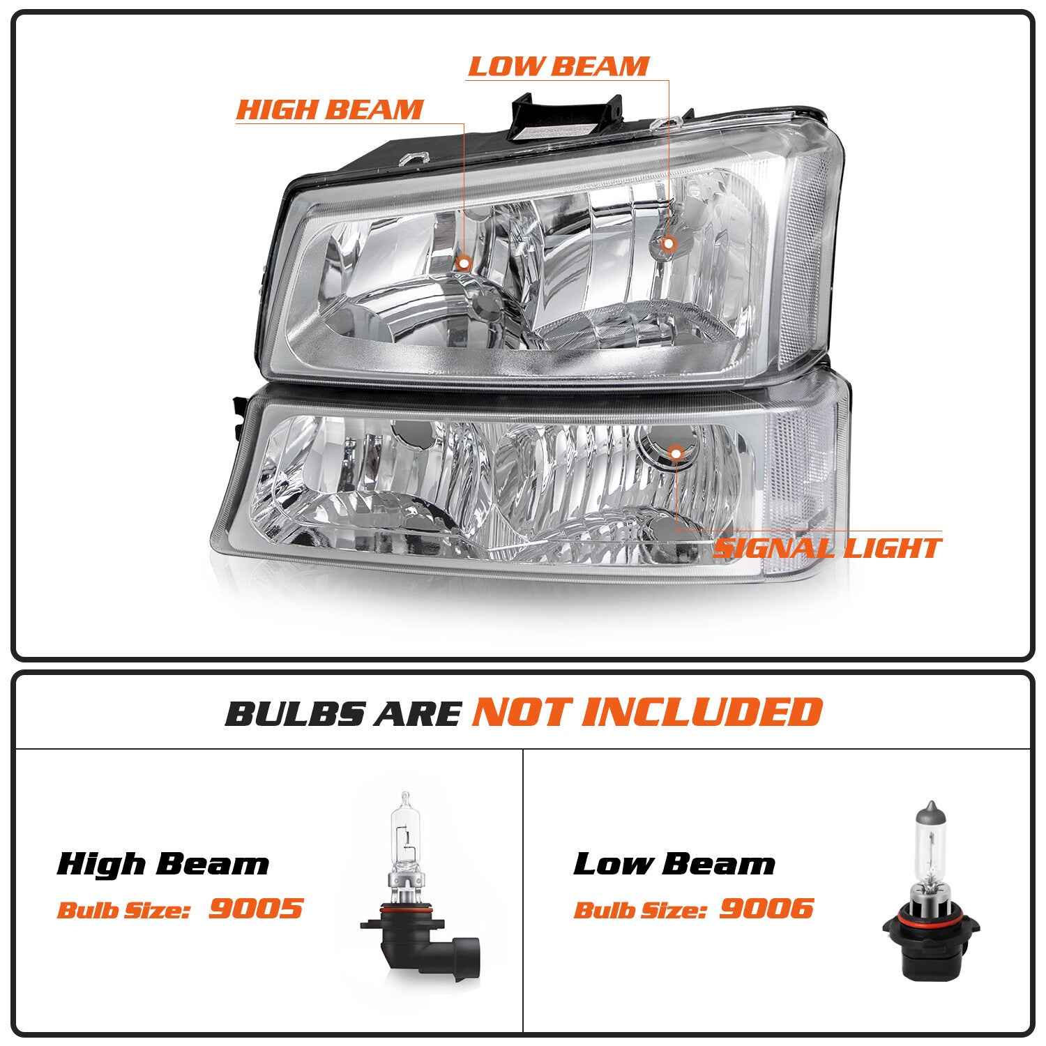 4pcs Headlights & Bumper Lamps For 2003-2006 Chevy Silverado 2002-2006 Avalanche