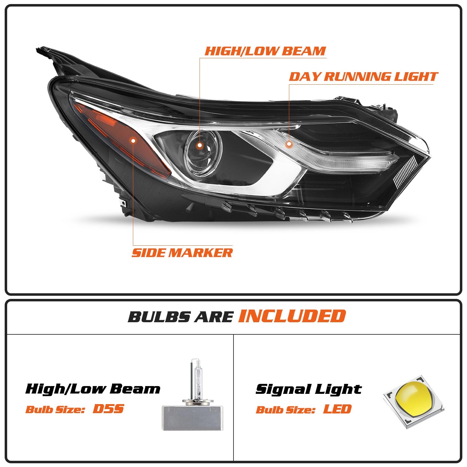 For 2018-2021 Chevy Equinox HID/Xenon Headlight w/ LED DRL Right Side w/Bulbs