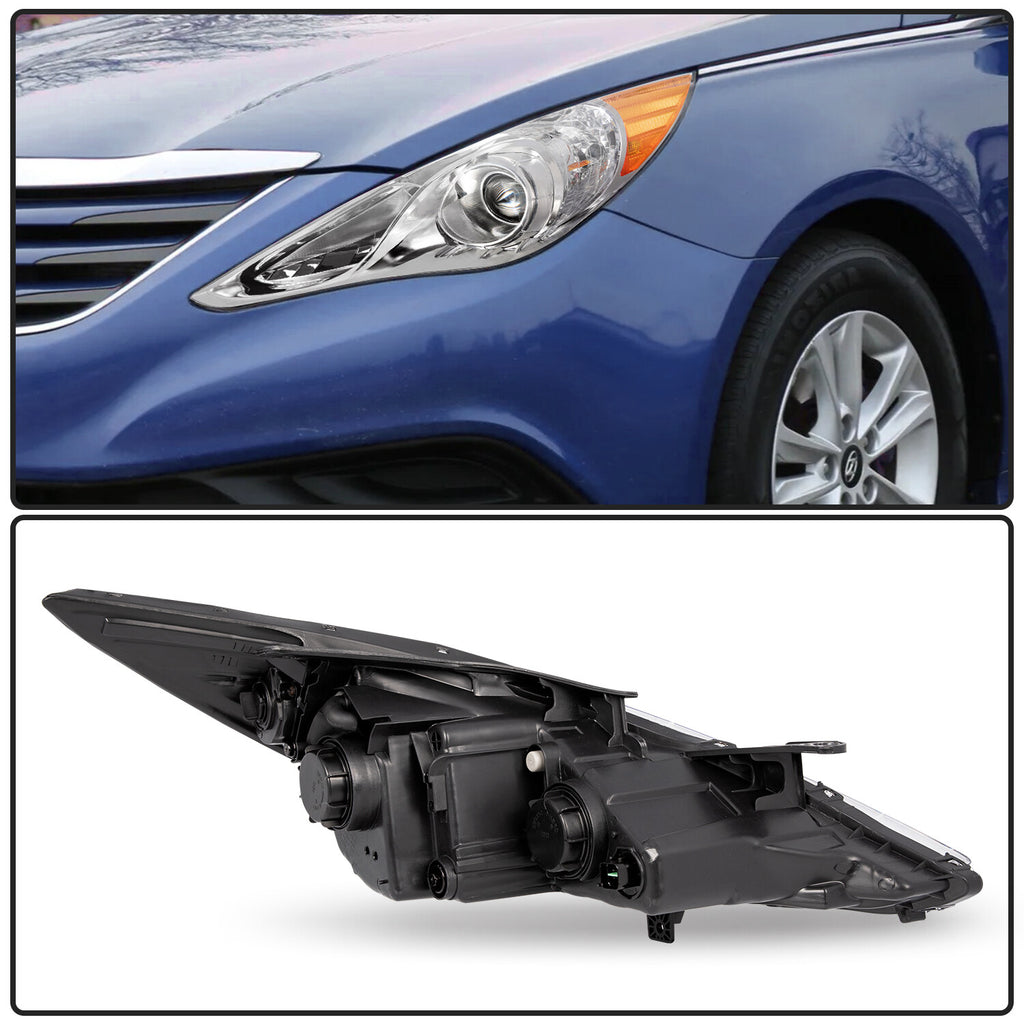 For 2011-2014 Hyundai Sonata Chrome Housing Amber Corner Headlights Headlamps