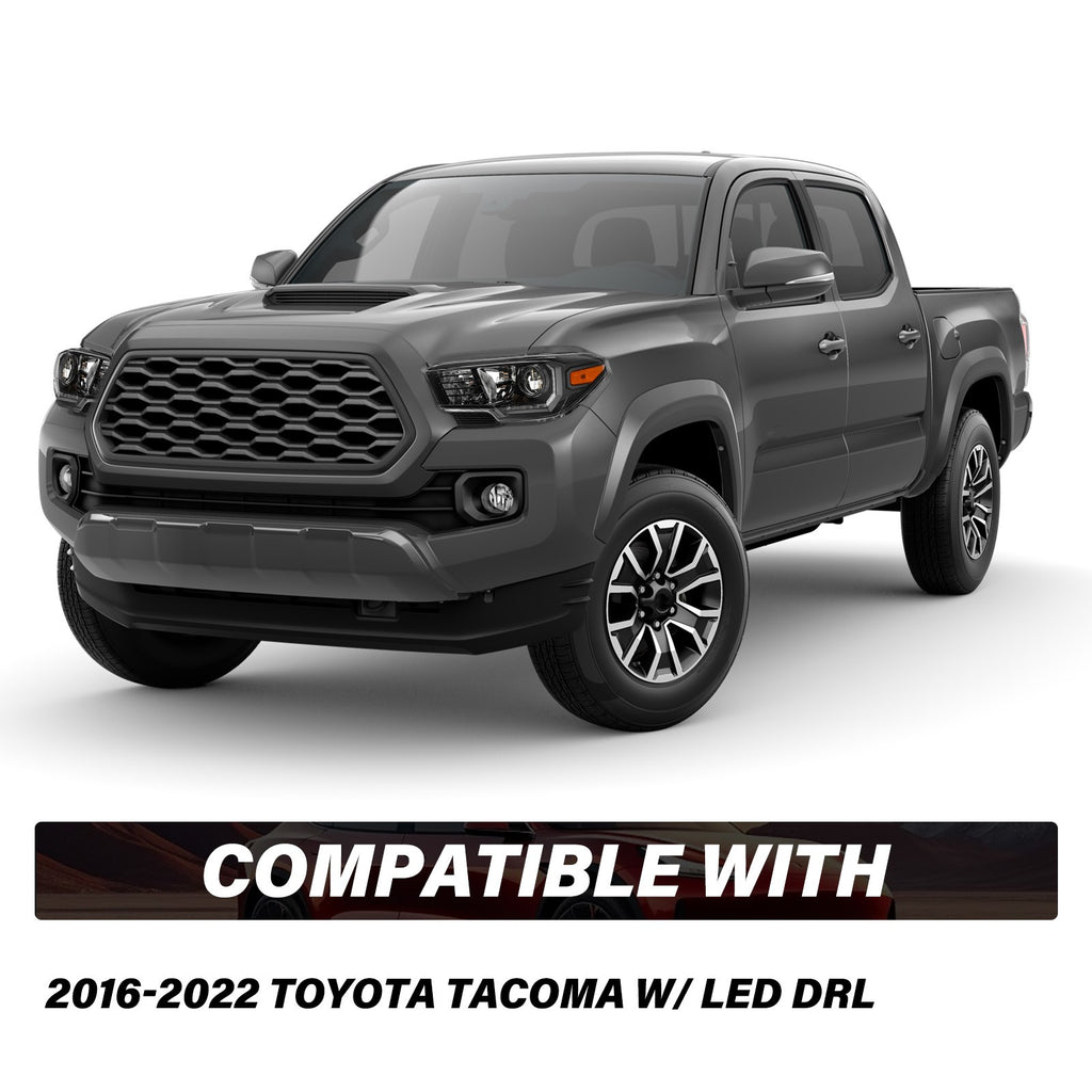 For 2016-2022 Toyota Tacoma w/ LED DRL Black Headlights Amber Corner Lamps Pair