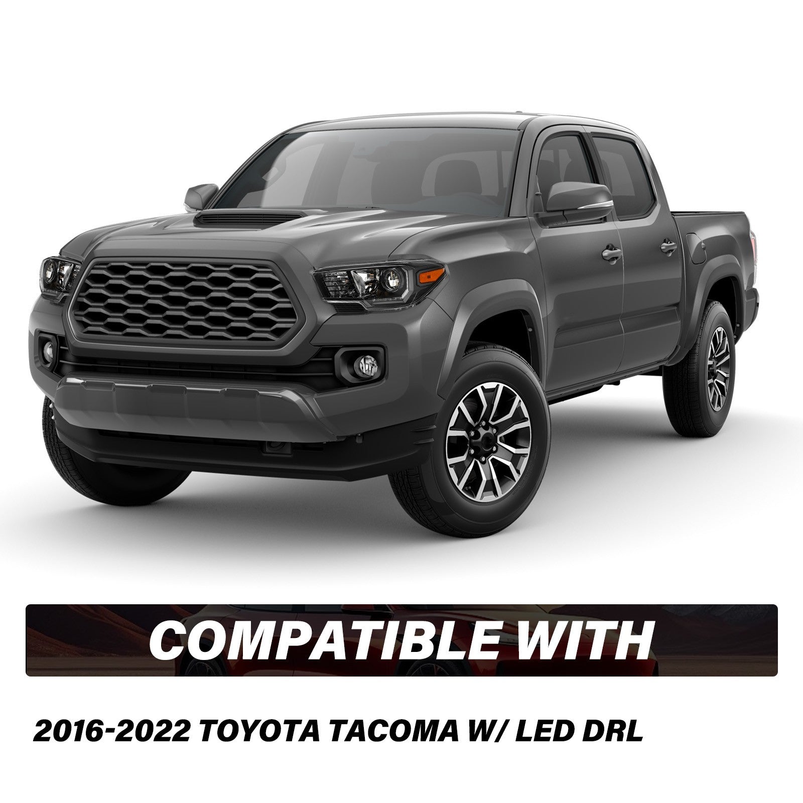 For 2016-2022 Toyota Tacoma w/ LED DRL Black Headlights Amber Corner Lamps Pair