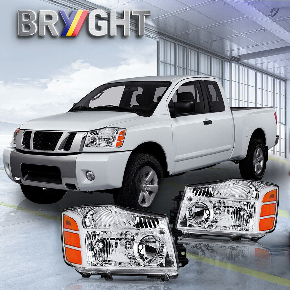 For 2004-2015 Nissan Titan/2004-2007 Armada Halogen Headlight Assembly Headlamps
