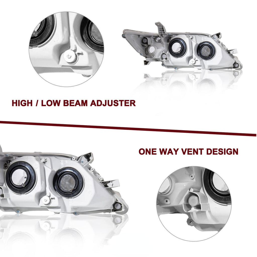 For 2010-2011 Toyota Camry Sedan Chrome Headlights Amber Headlights Lamps L+R