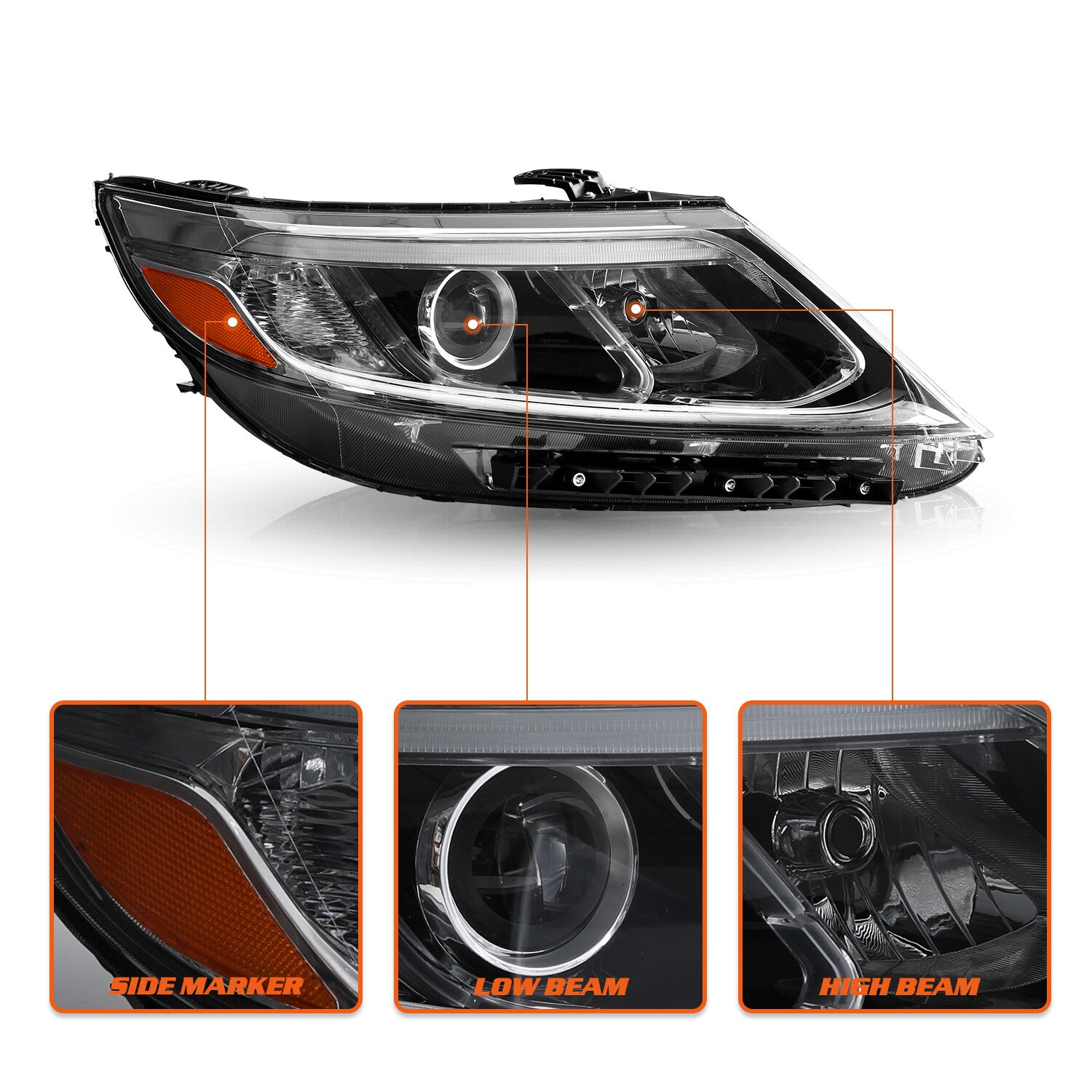 Headlight for 2014 2015 Kia Sorento LX LED DRL Projector Right Passenger Side