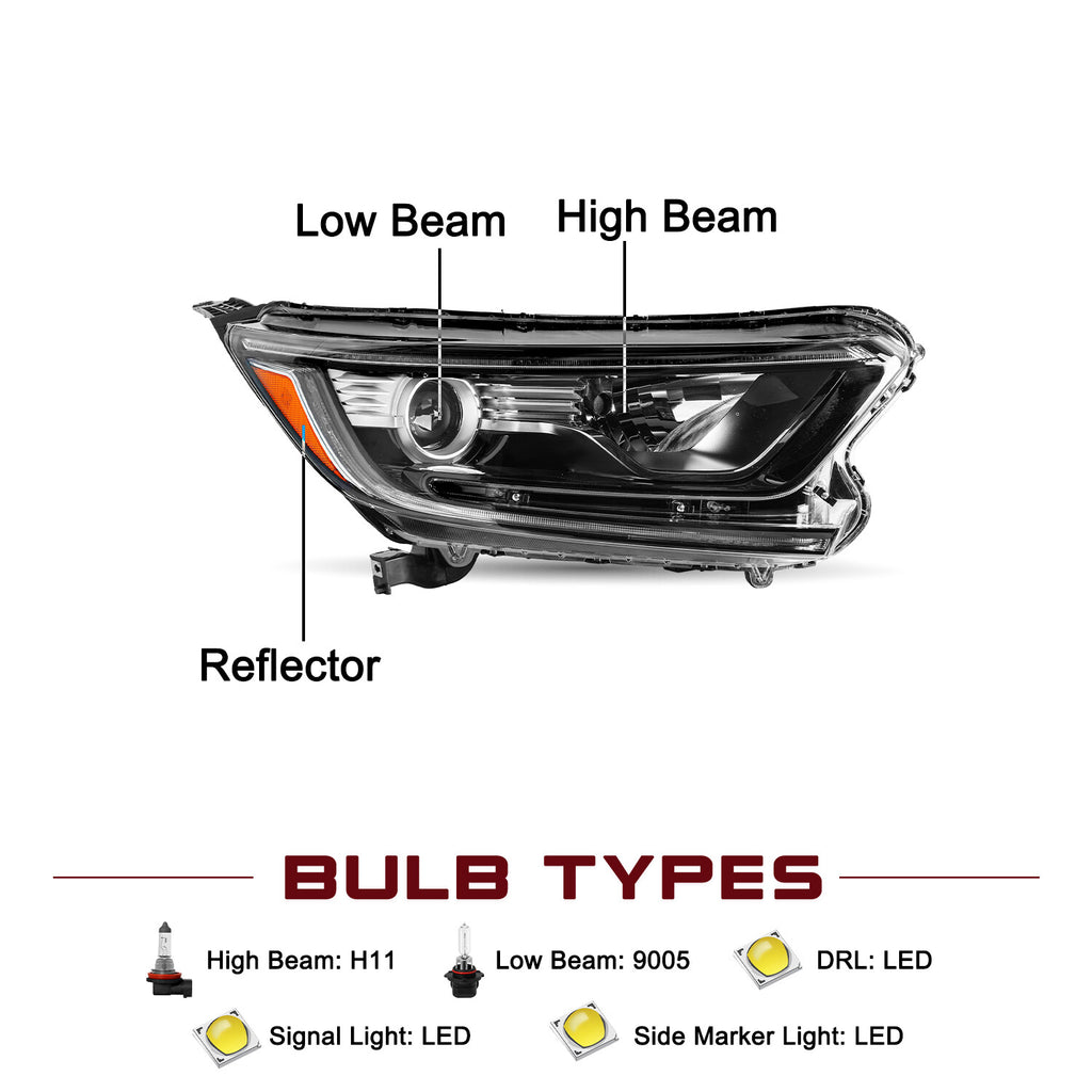 For 17-22 Honda CR-V CRV Halogen W/ LED DRL Left Driver Side Headlight