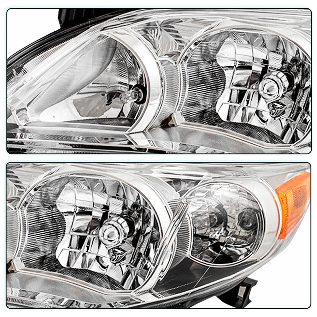 Headlights For 2011 2012 2013 Toyota Corolla L S XRS Chrome Halogen Headlamps