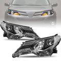 For 2013 2014 2015 Toyota RAV4 RAV-4 Black Clear Headlight Assembly Pair Set