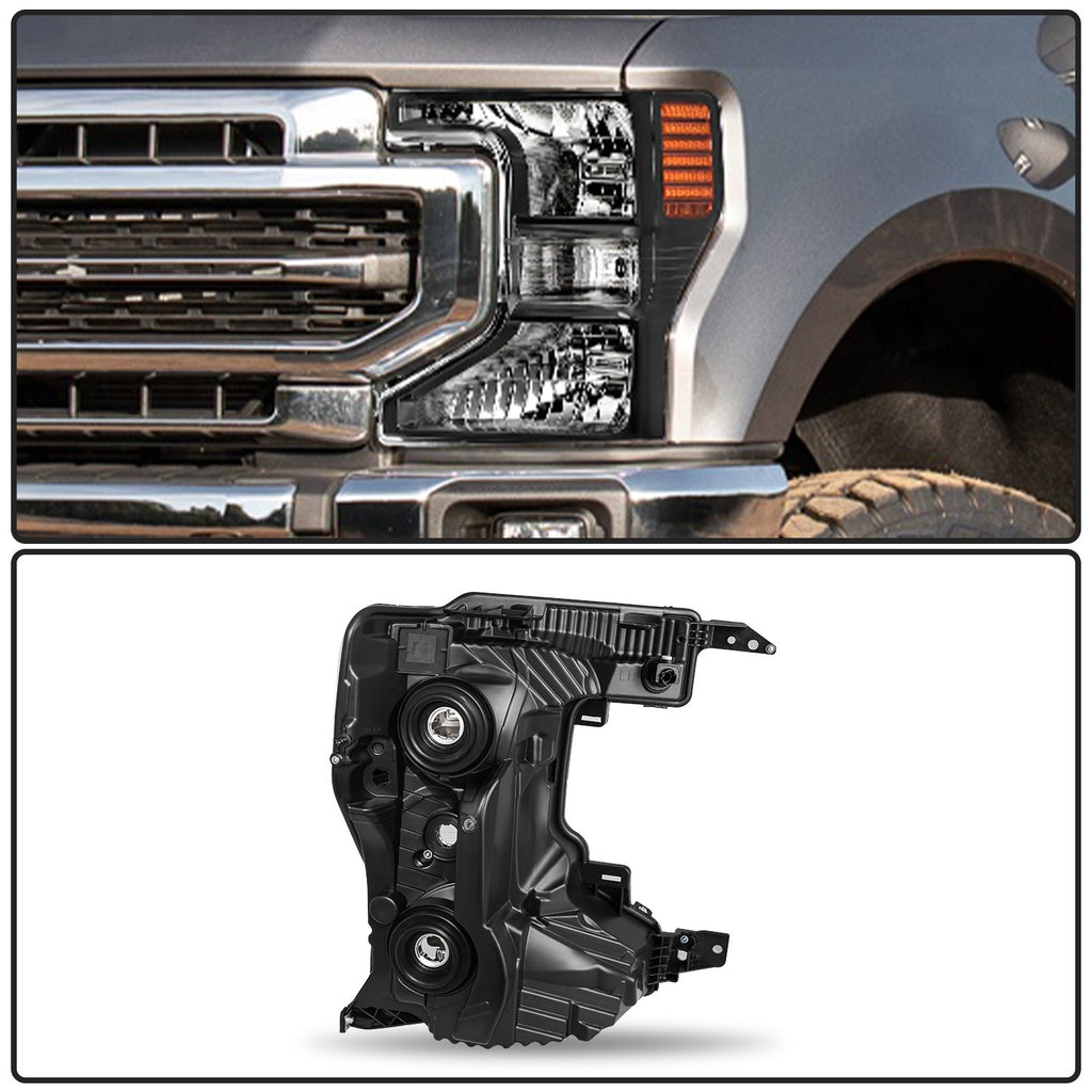 For 2020-2022 Ford F250 F350 SuperDuty Halogen Black Headlights Headlamps LH RH