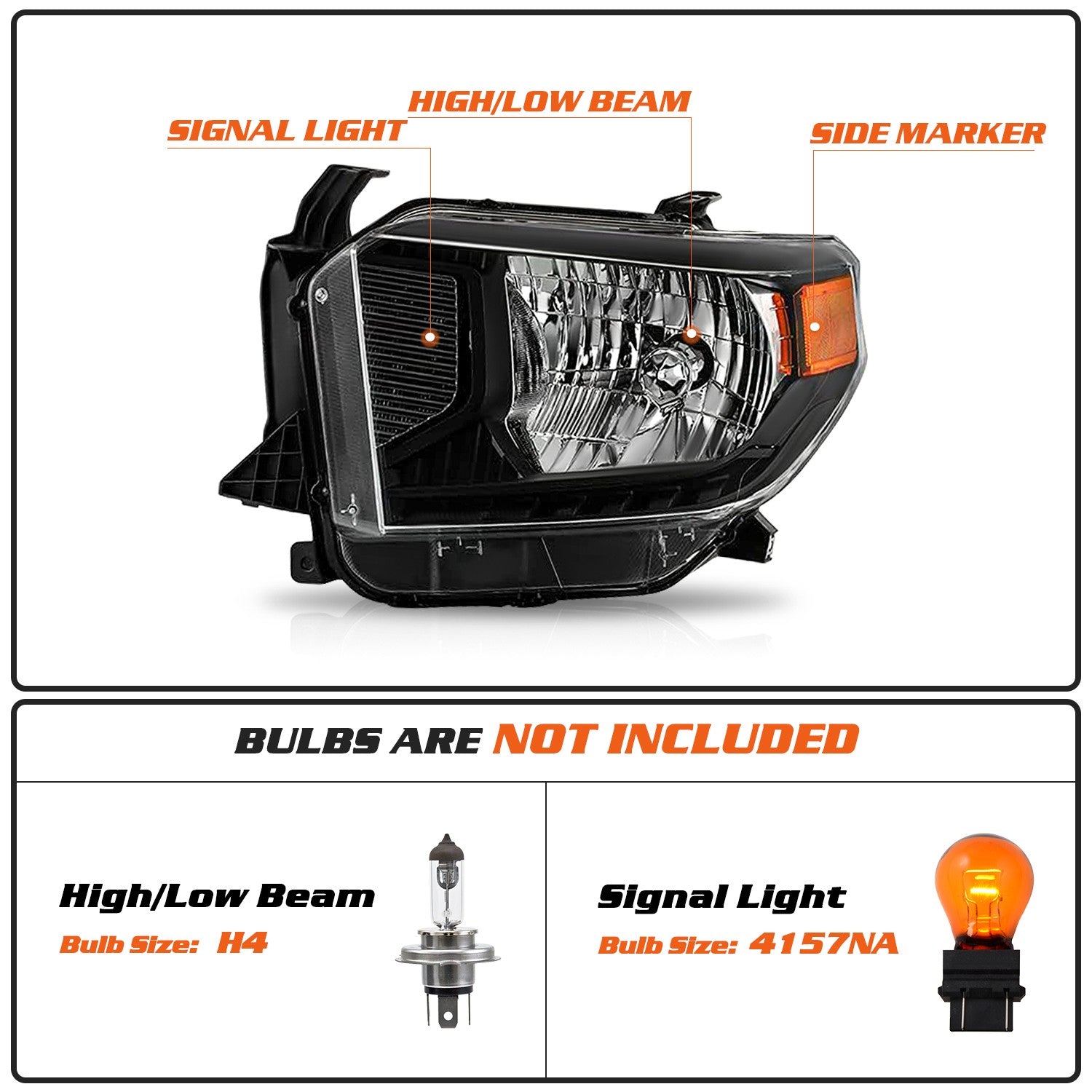 For 2014-2017 Toyota Tundra Left and Right With Level Adjuster 2Pc Headlight Set