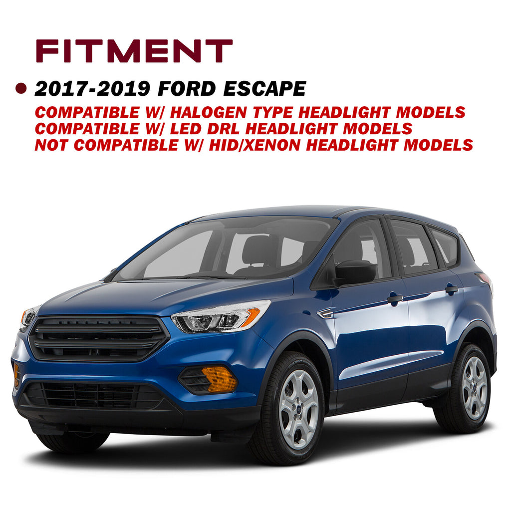 For 2017 2018 2019 Ford Escape Headlight Lamp with LED DRL Pair LH+RH
