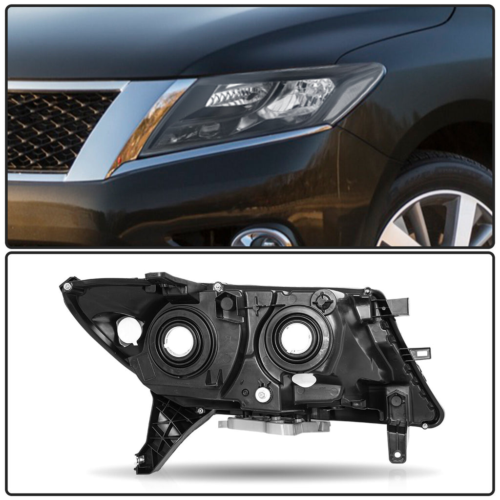 For 2013 2014 2015 2016 Nissan Pathfinder Black Headlights Headlamps Left+Right