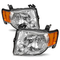 For 08-12 Ford Escape SUV Chrome Headlights Assembly Amber Corner Lamps Pair