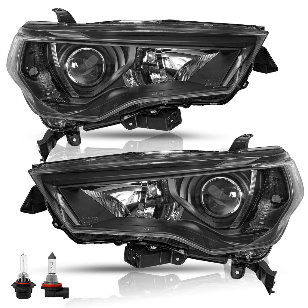 For 2014-2020 Toyota 4Runner 4DR Black Headlights Lamps Assembly LH+RH Pair