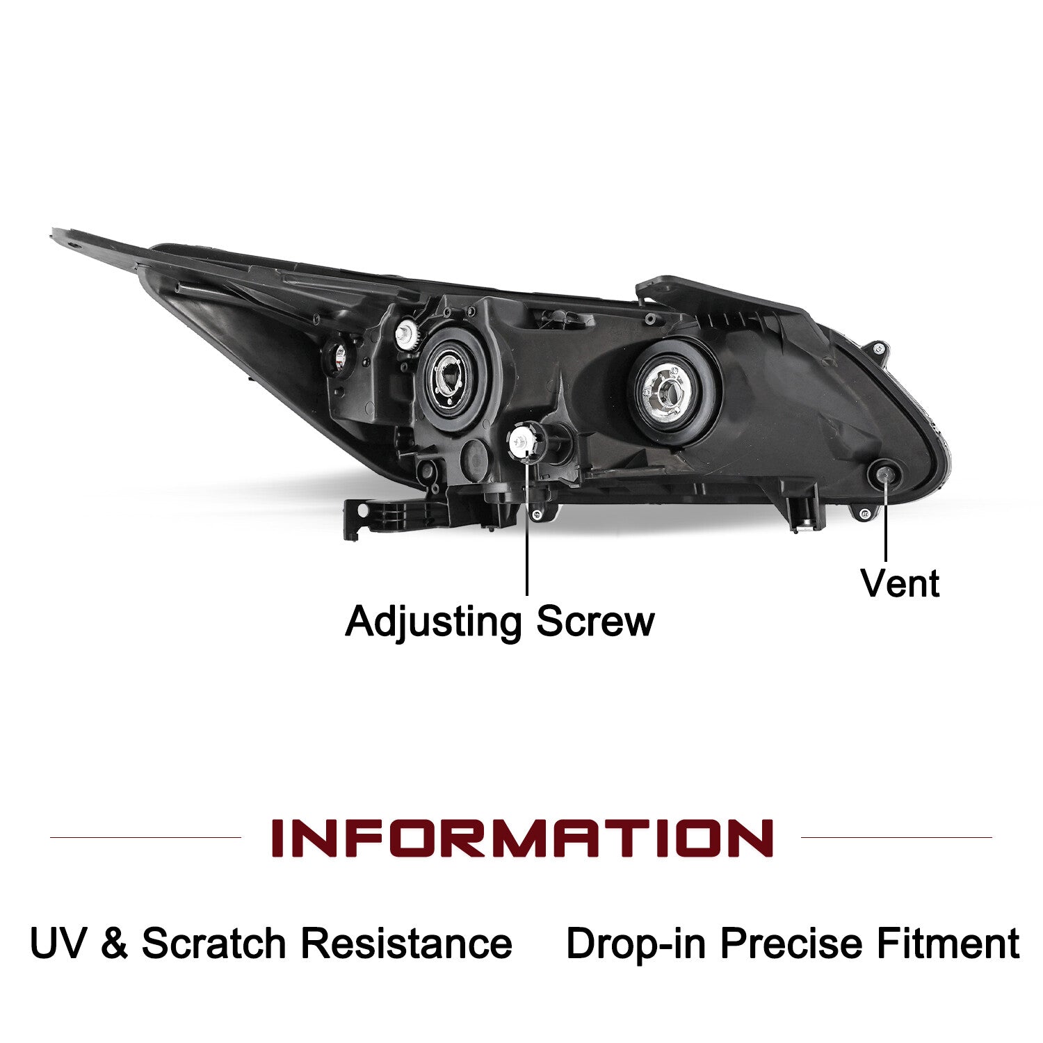 Black Halogen Headlights LH+RH For 2013-2015 Honda Accord Sedan 4Door w/o DRL